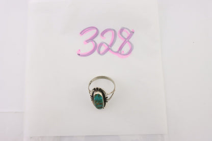 Navajo Handmade Ring 925 Silver Green Turquoise Artist Signed Kachina C.80's
