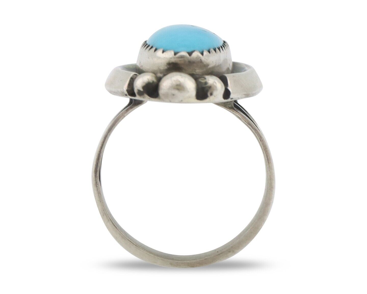Navajo Ring .925 Silver Sleeping Beauty Turquoise Signed SkyStone Creations C80s