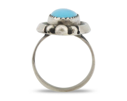 Navajo Ring .925 Silver Sleeping Beauty Turquoise Signed SkyStone Creations C80s