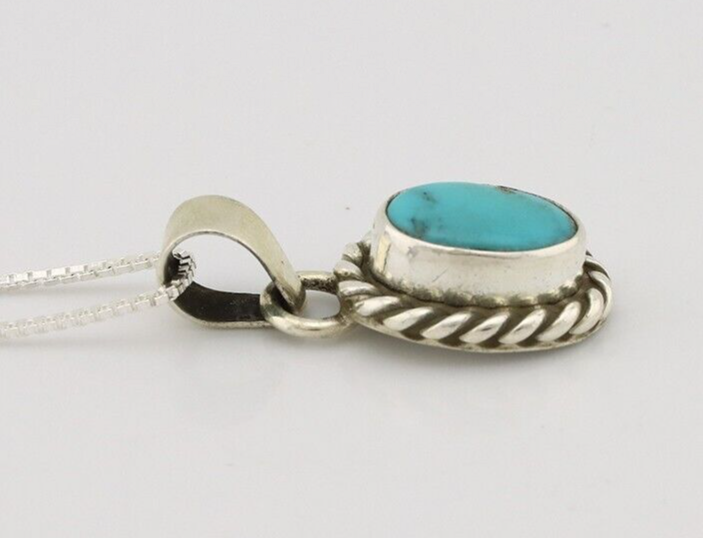 Navajo Necklace 925 Silver Natural Kingman Turquoise Native Artist C.2008