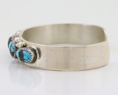 Navajo Cuff Bracelet 925 Silver Natural Turquoise Signed C Jones C.80's