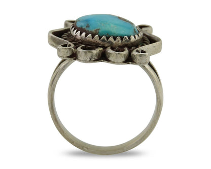 Navajo Handmade Ring 925 Silver Natural Arizona Turquoise Artist C.80's