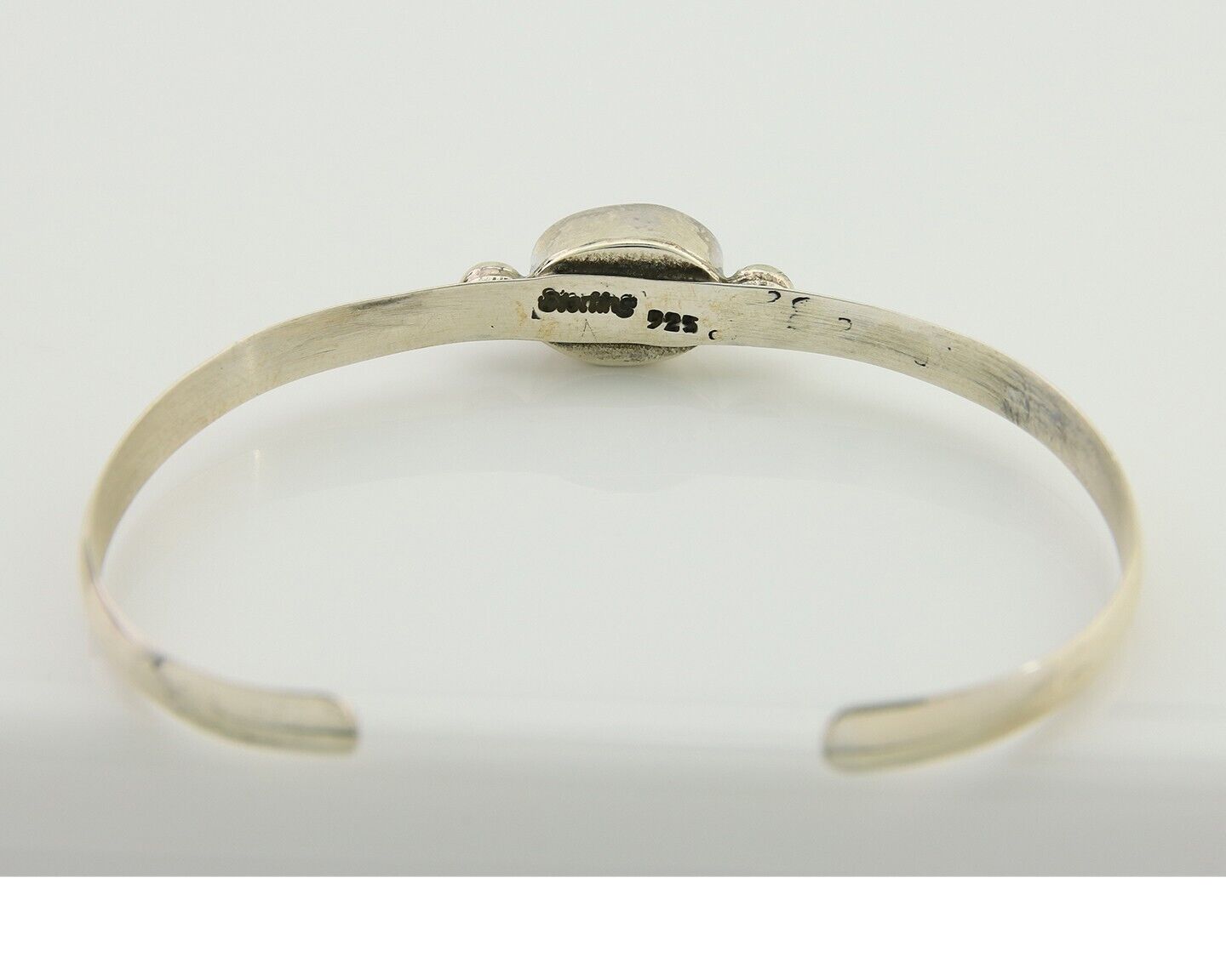 Navajo Cuff Bracelet Spiderweb Turquoise 925 Silver Native American Artist C.80s