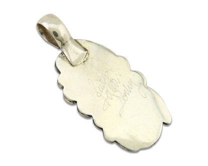 Navajo Necklace 925 Silver Spiderweb Turquoise Artist Signed Justin Morris C80s