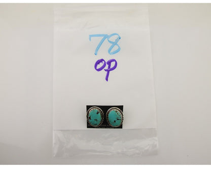 Navajo Earrings 925 Silver Natural Blue Native American Artist C.80's