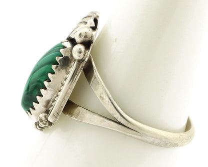 Navajo Ring 925 Silver Natural Mined Malachite Artist Signed Justin Morris C.80s