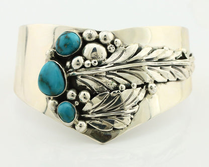 Navajo Bracelet 925 Silver Natural Blue Turquoise Signed David Zachary C.80's