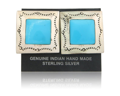 Navajo Earrings 925 Silver Natural Turquoise Native American Artist C.80's