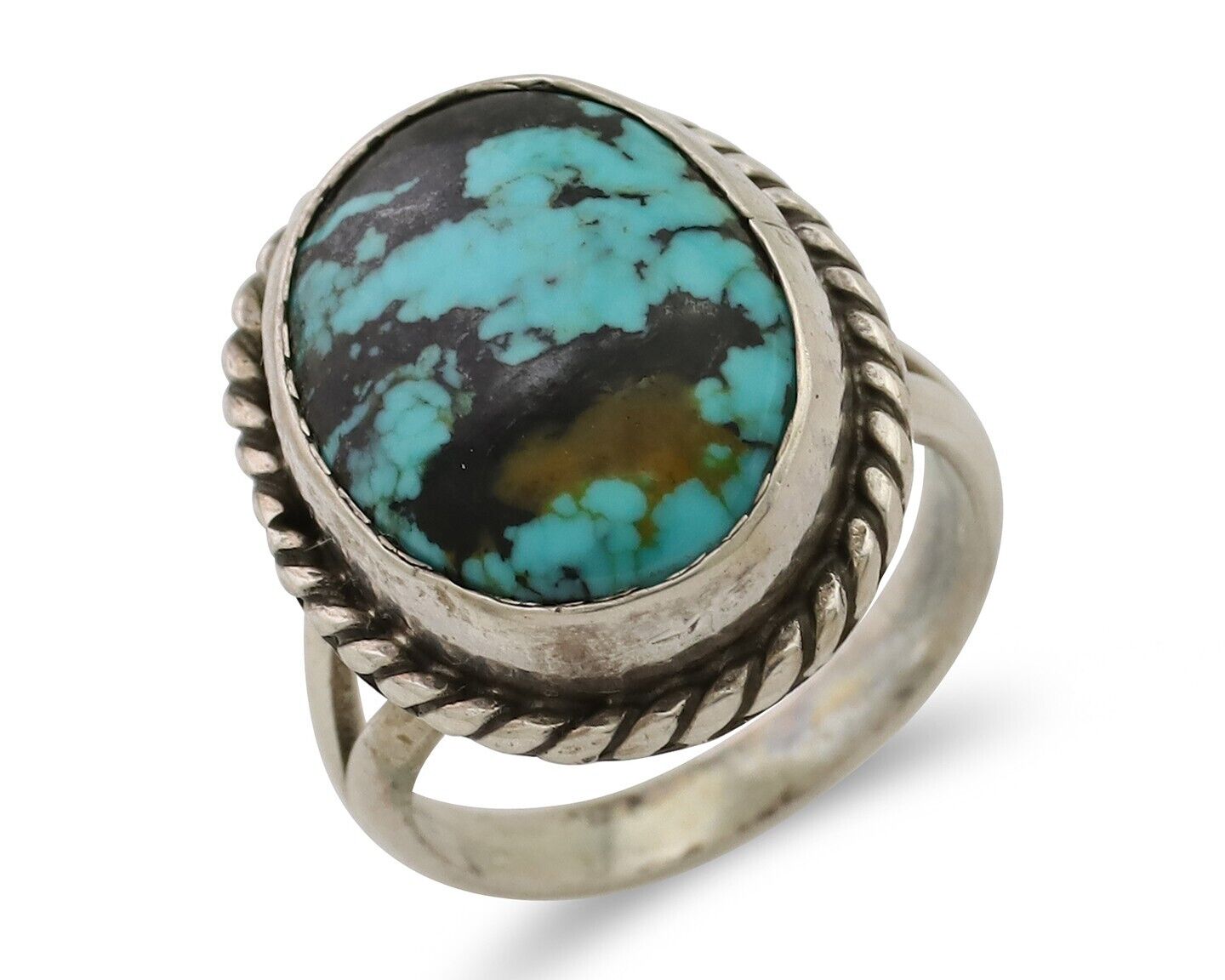 Navajo Ring 925 Silver Natural Blue Turquoise Native American Artist C.80's