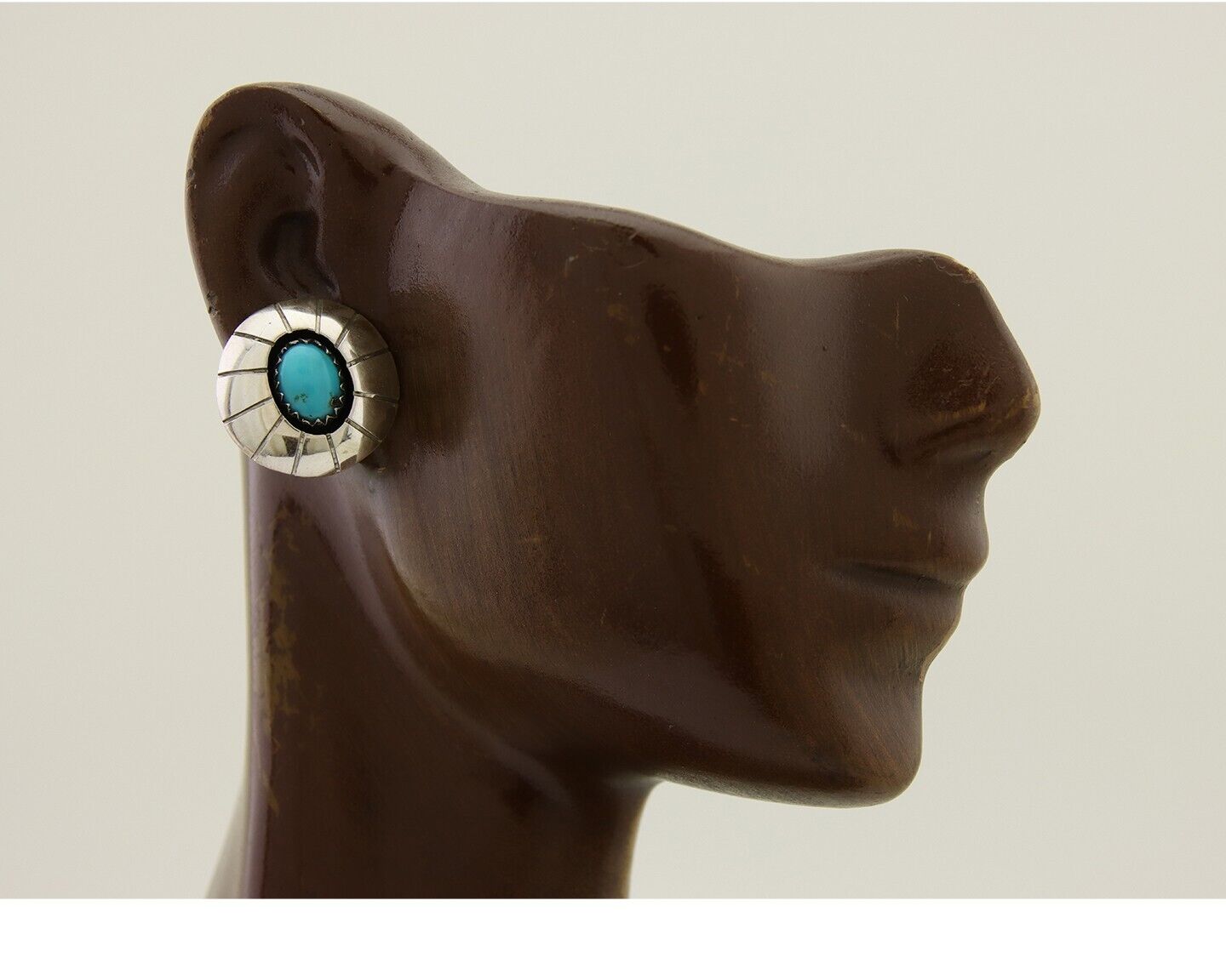 Navajo Shield Earrings 925 Silver Natural Blue Turquoise Artist Signed P C.80s