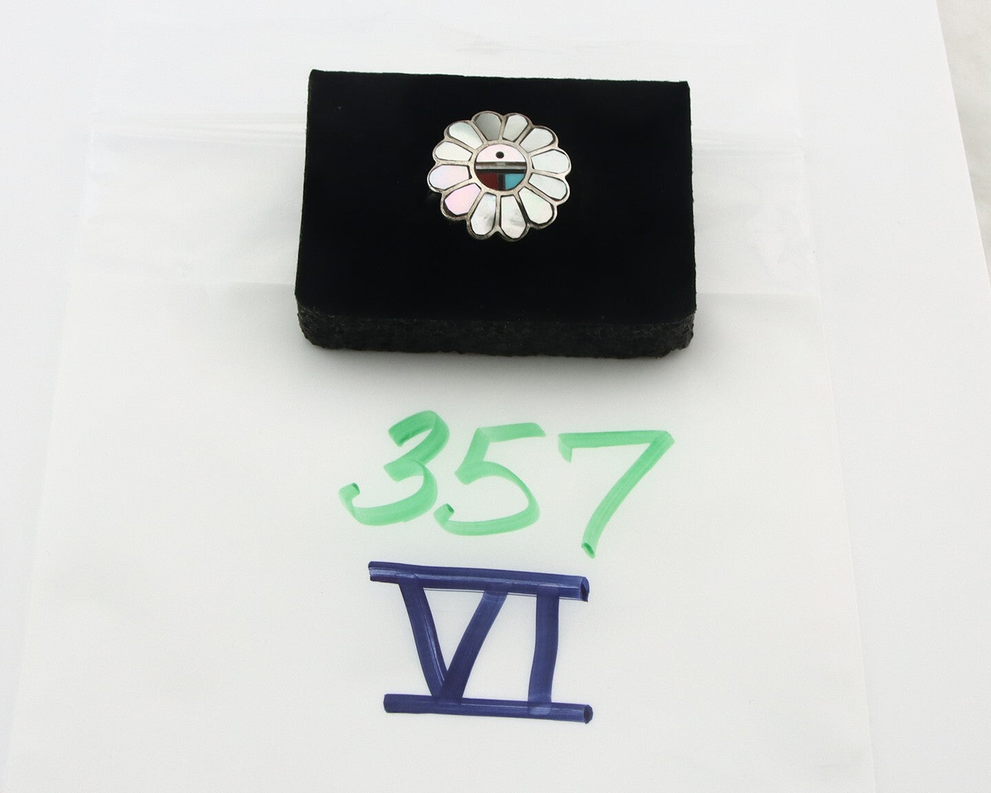 Vintage Zuni Ring 925 Sterling Silver Natural Gemstone Size 6.25