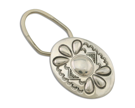 Navajo Hand Stamped Key Chain .925 Silver Handmade Native American Artist C.80's