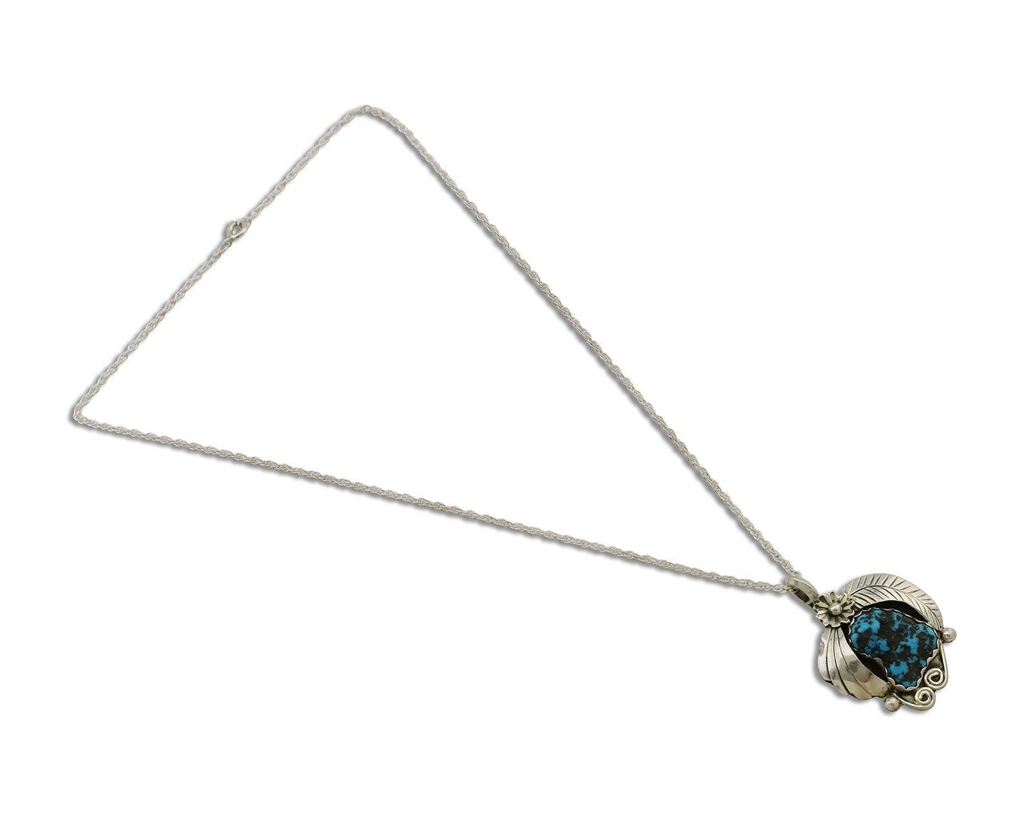 Navajo Turquoise Necklace 925 Silver Native American Artist C.80's