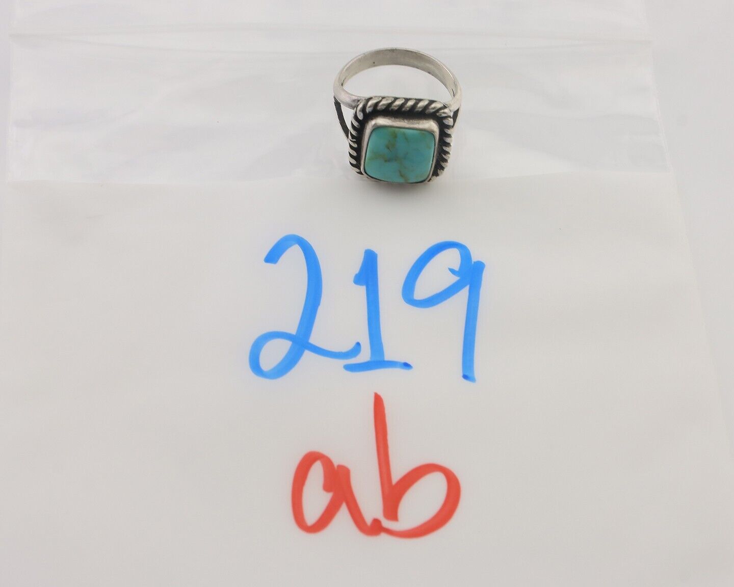 Navajo Ring 925 Silver Natural Green Turquoise Artist Signed Apache Mfg C.80's
