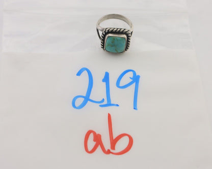 Navajo Ring 925 Silver Natural Green Turquoise Artist Signed Apache Mfg C.80's