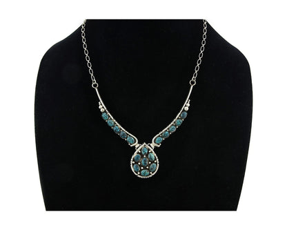Navajo Necklace 925 Sterling Silver Natural Turquoise Signed Patrick Yazzie