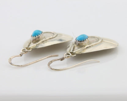 Navajo Earrings 925 Silver Turquoise Artist Signed Dean Brown C.80's