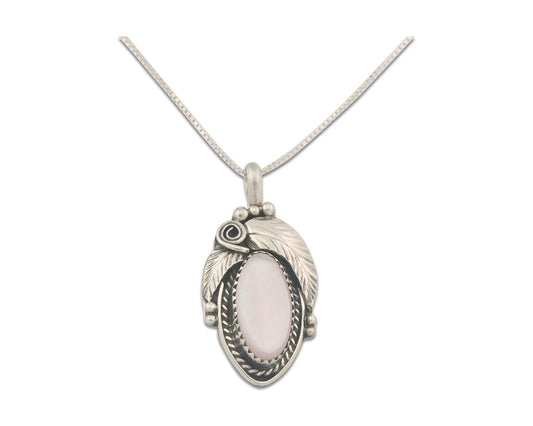 Navajo Sterling Silver Necklace Pink Muscle Authentic Vintage Sign Justin Morris