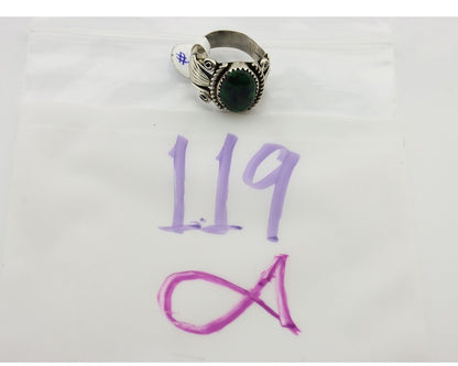 Navajo Ring 925 Silver Green Spiderweb Turquoise Artist Signed Sylver Ray C.80's