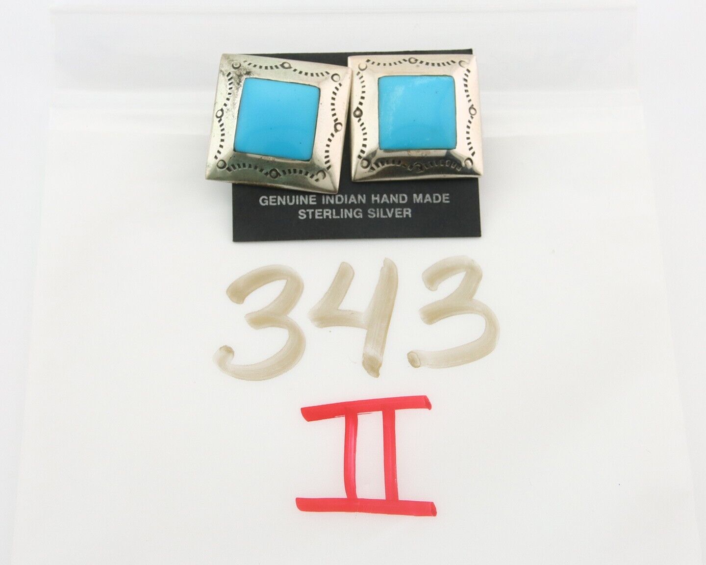 Navajo Earrings 925 Silver Natural Turquoise Native American Artist C.80's