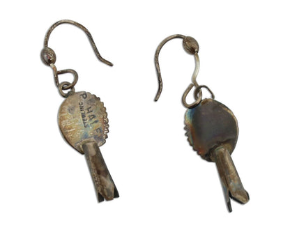 Navajo Earrings 925 Silver Natural Blue Artist Signed Turquoise P HALE C.80's