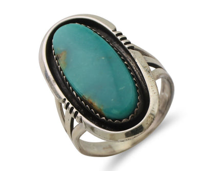 Navajo Ring 925 Silver Natural Blue Turquoise Native American Artist C.80's