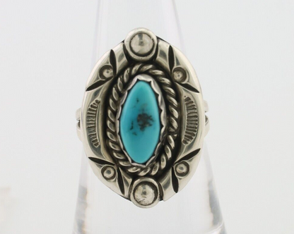 Navajo Ring 925 Silver Sleeping Beauty Turquoise Signed V & N EDSITTY C.80's
