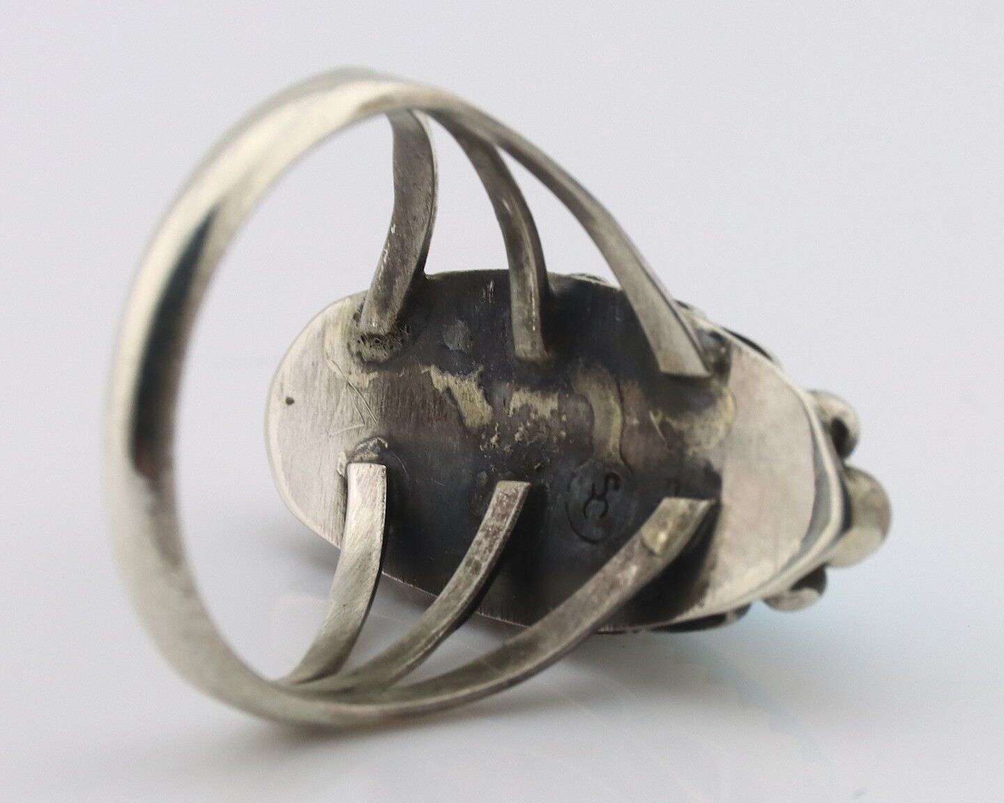 Navajo Ring .925 Silver Sleeping Beauty Turquoise Signed SkyStone Creations C80s