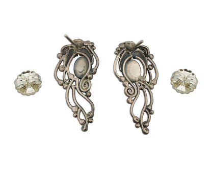 Navajo Earrings 925 Silver Natural Blue Turquoise Native American Artist C.80s