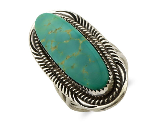Navajo Ring 925 Silver Natural Mined Turquoise Artist Signed USA C.80s