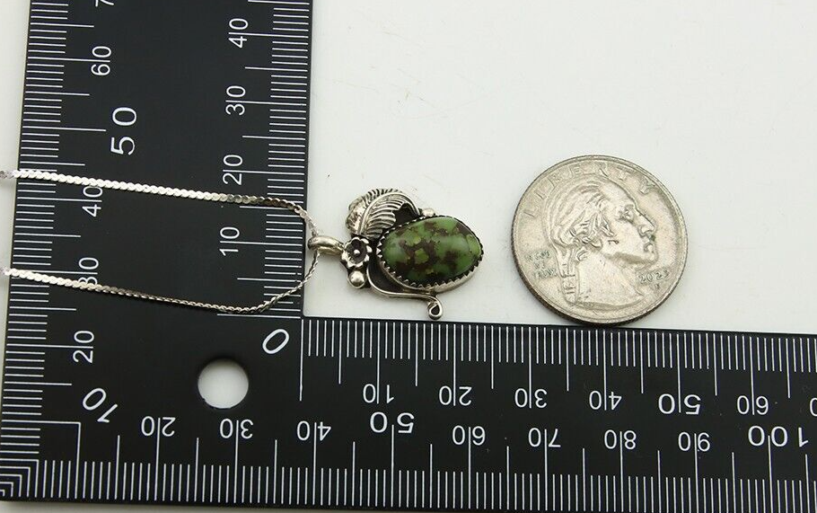 Navajo Necklace 925 Silver Natural Green Turquoise Native American Artist C.80's