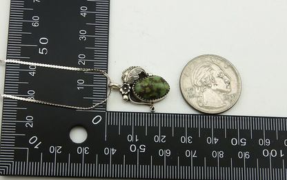 Navajo Necklace 925 Silver Natural Green Turquoise Native American Artist C.80's