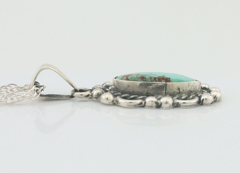 Navajo Necklace 925 Silver Natural Turquoise Native American Artist C.80's