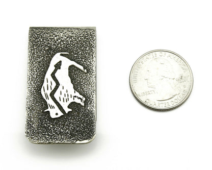 Navajo Money Clip .925 Silver & Nickle Hand Stamped Artist RB C.80's-90's