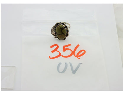 Navajo Ring 925 Sterling Silver Green Turquoise Native American Artist C.80s