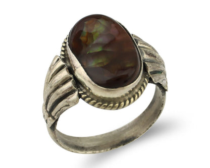 Navajo Handmade Ring 925 Silver Natural High Grade Fire Opal Native Artist C.80s