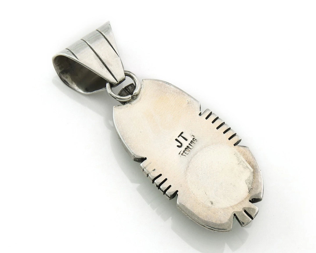 Navajo Pendant 925 Sterling Silver Natural Turquoise Vintage Artist Signed JT