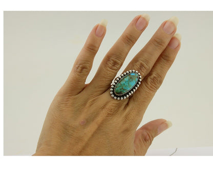Navajo Shield Ring 925 Silver Arizona Turquoise Native Artist C.80's