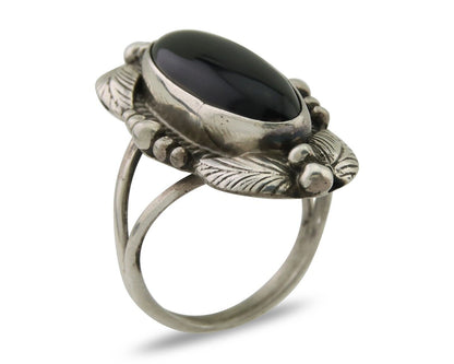 Navajo Handmade Ring 925 Silver Black Onyx Artist Signed GR C.80's