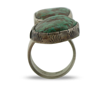 Navajo Ring 925 Silver Natural Green Turquoise Artist Signed M Guerro C.80's