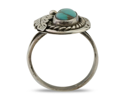 Navajo Handmade Ring 925 Silver Natural Turquoise Signed Jason Livingston C.80's