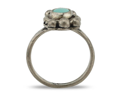 Navajo Ring 925 Silver Natural Blue Turquoise Native American Artist C.1980's
