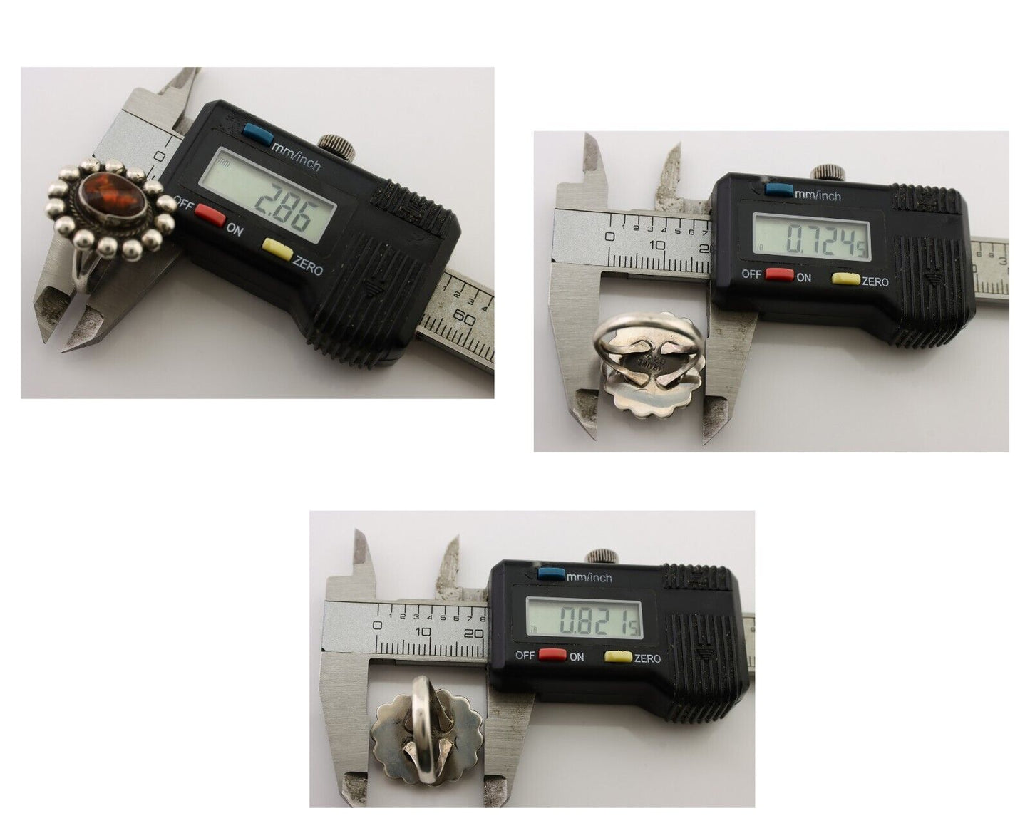 Navajo Handmade Ring 925 Silver Natural Fire Opal Native Artist Size 6.75 C.80's