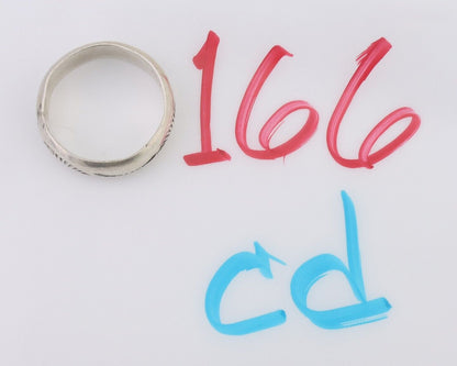 Navajo Hand Stamped Band 925 Silver 6.0 mm Signed Larry Chavez Size 8.75 C.80's