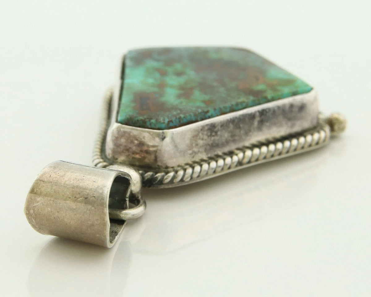 Navajo Pendant 925 Sterling Silver Natural Turquoise Vintage Artist Signed BKF