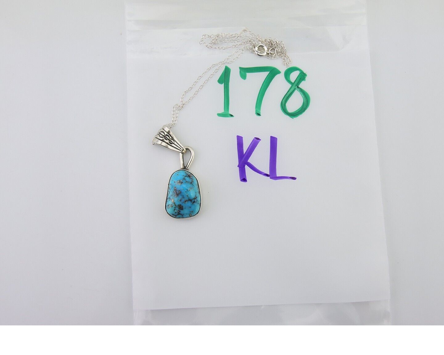 Navajo Necklace 925 Silver Natural Blue Turquoise Artist Tony Guerro C.80's