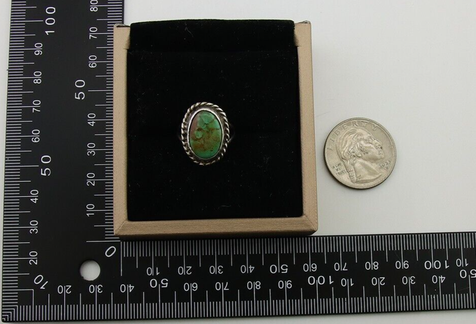 Navajo Ring 925 Sterling Silver Natural Turquoise Native American Artist C.80's