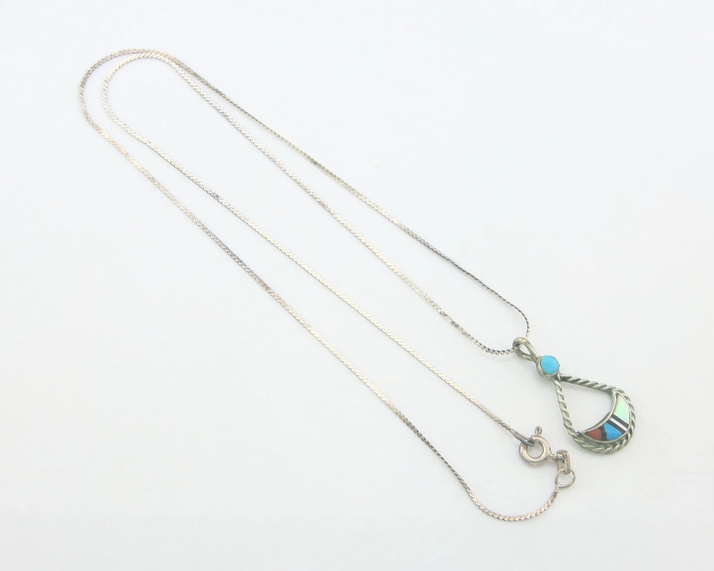 Navajo Necklace Sterling Silver Natural Blue Turquoise Vintage