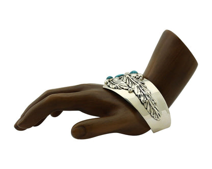 Navajo Bracelet 925 Silver Natural Blue Turquoise Signed David Zachary C.80's