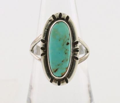 Navajo Handmade Ring 925 Silver Blue Turquoise Artist Signed Kachina C.80's